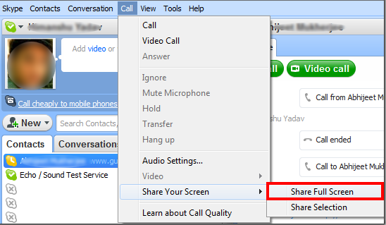 how to share screen on skype