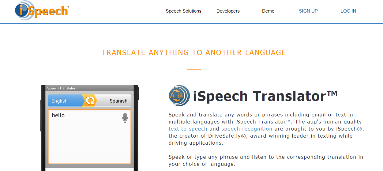 language support on ispeech